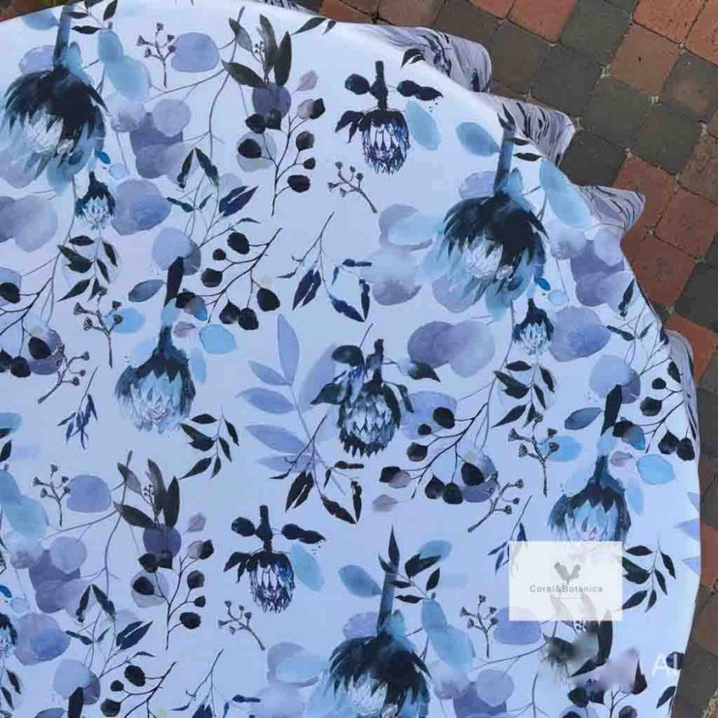 Indigo King Protea Round Tablecloth 210cm