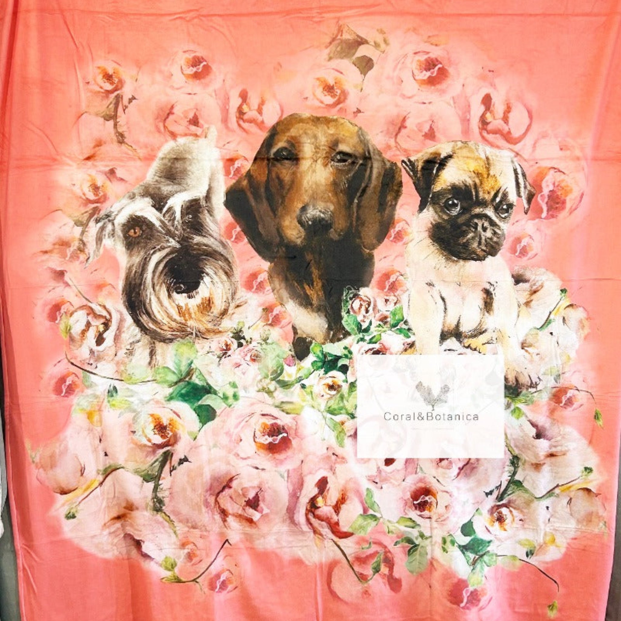 Plush Mink three Dogs Throw