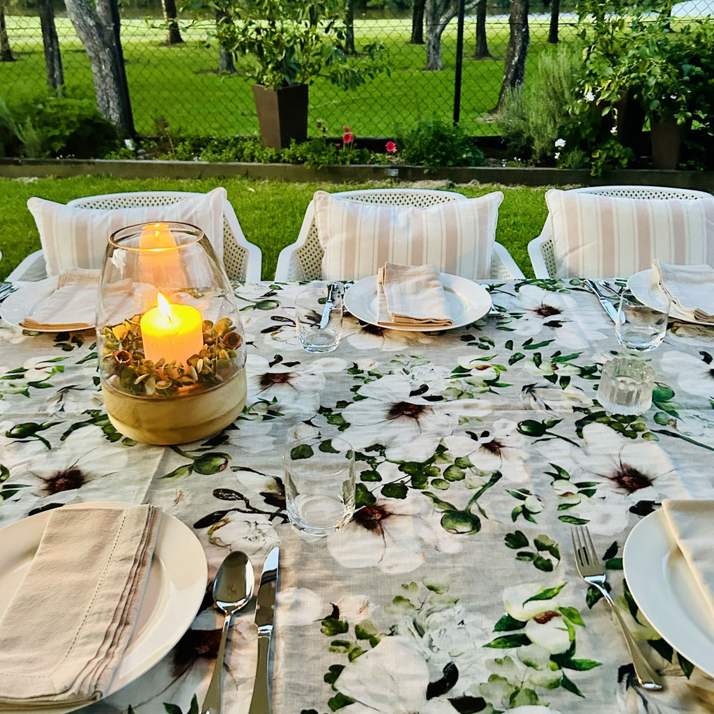Beige Magnolia Tablecloth - Rectangle