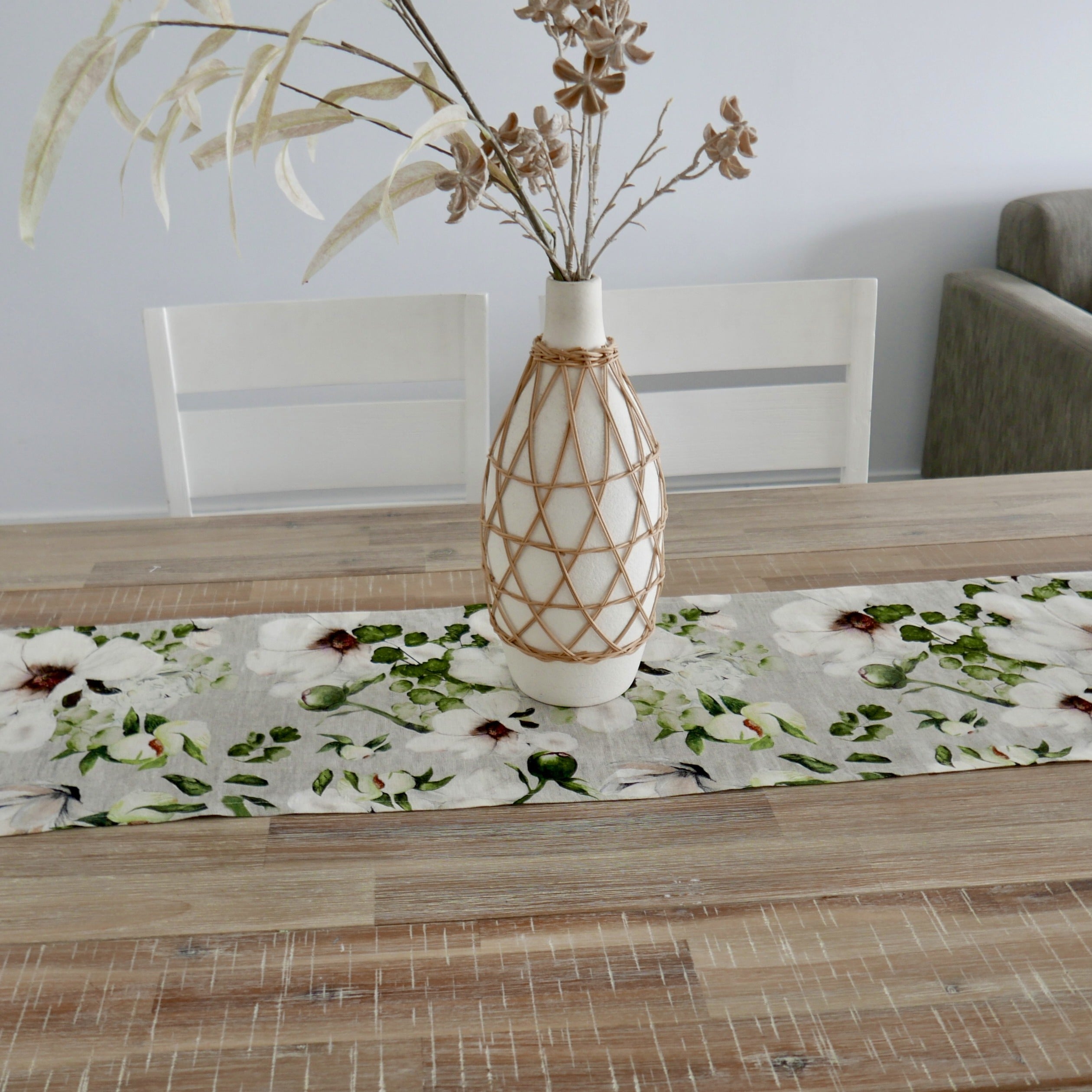 Beige Magnolia Table Runner