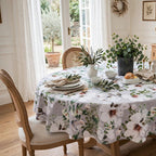 Beige Magnolia Tablecloth - Round