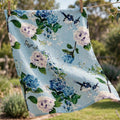 Blue Hydrangea and Finch Tea Towel
