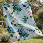 Blue Hydrangea and Finch Tea Towel