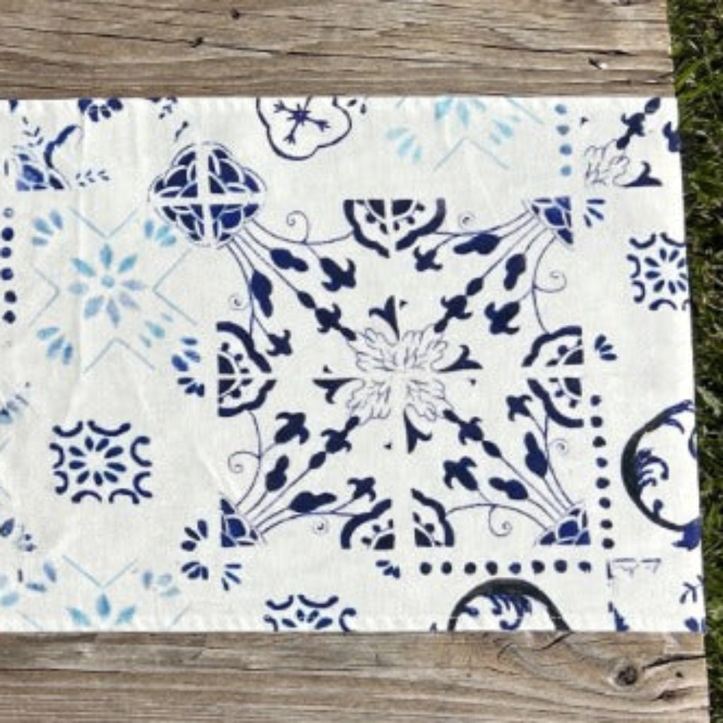 Blue & White Tiles Table Runner