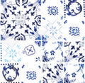 Blue & White Tile Tablecloth - Round