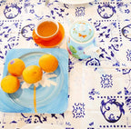 Blue & White Tile Tablecloth - Round