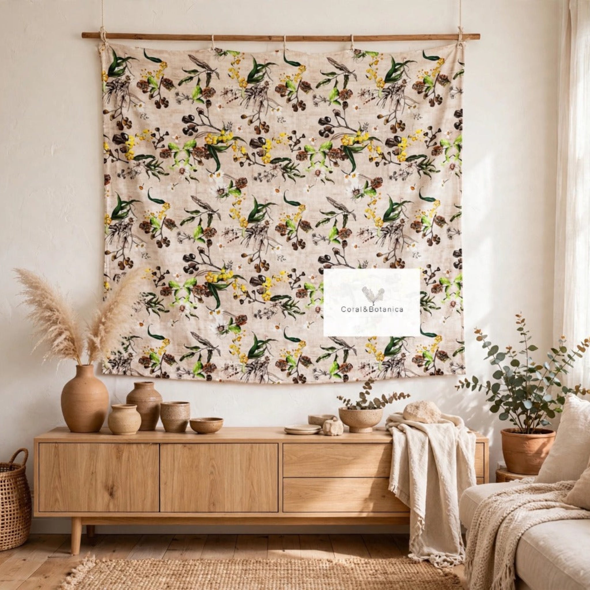 Plush Mink Nature Botanical Throw