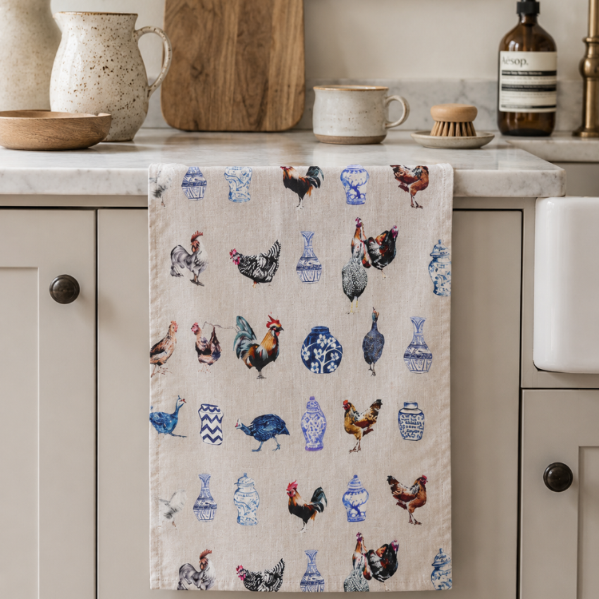 Chicken and Ginger Jars Tea Towel