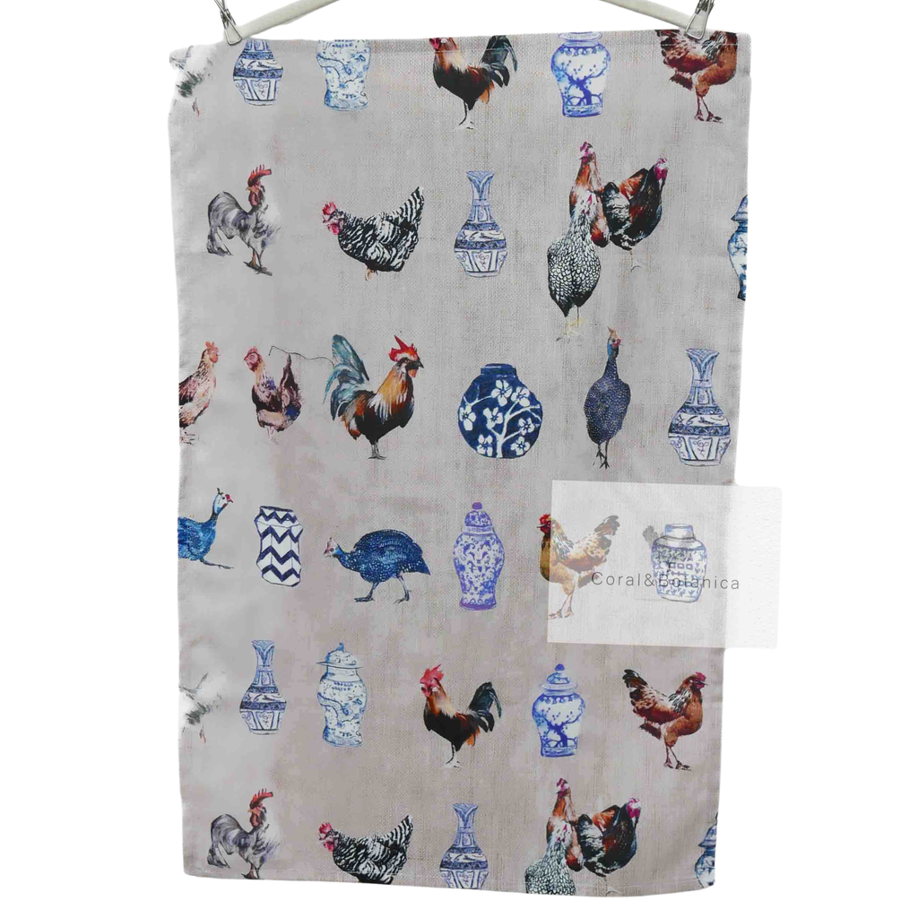 Chicken and Ginger Jars Tea Towel