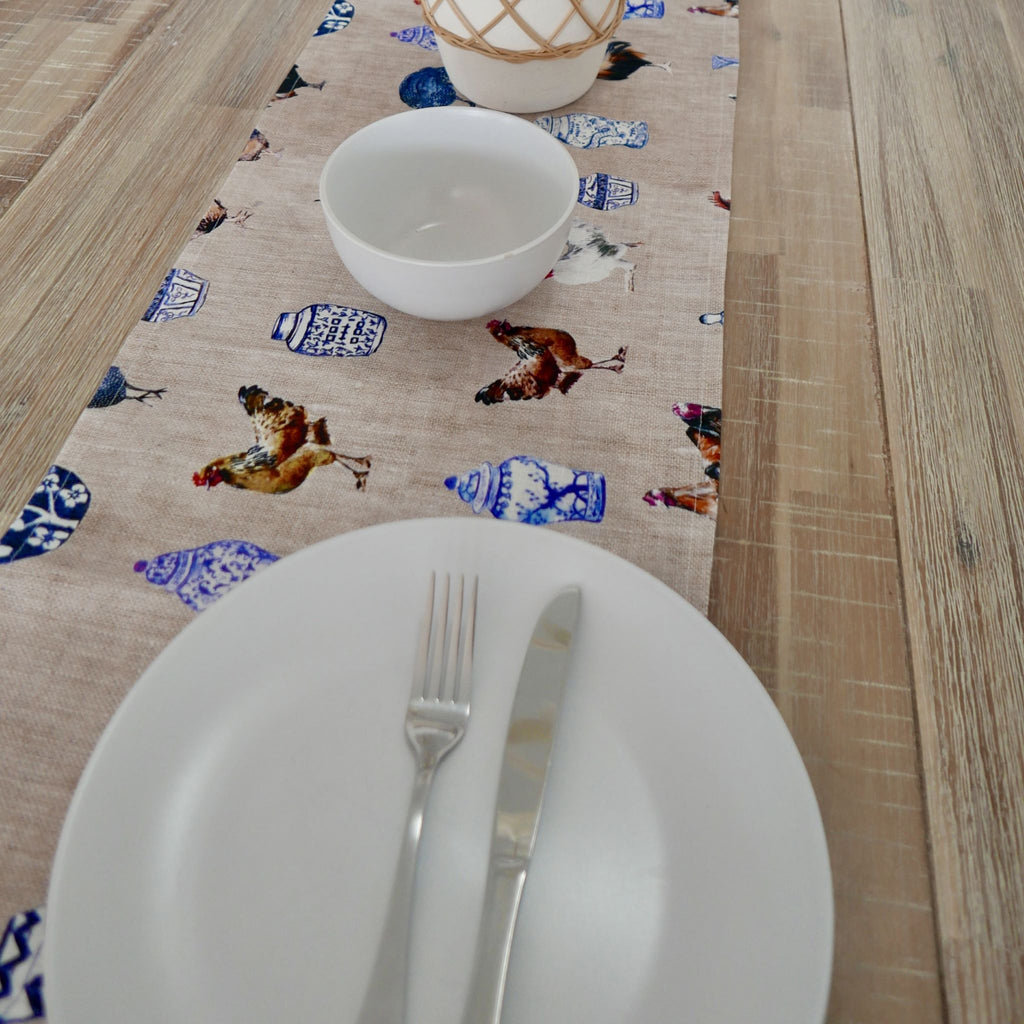 Chickens & Ginger Jars Table Runner