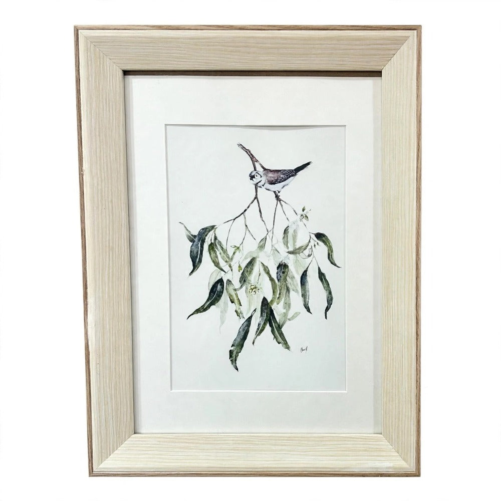 Double Barred Finch with Eucalyptus Tea Towel