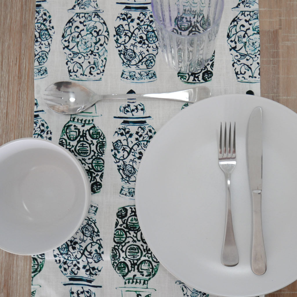 Green Ginger Jar Table Runner