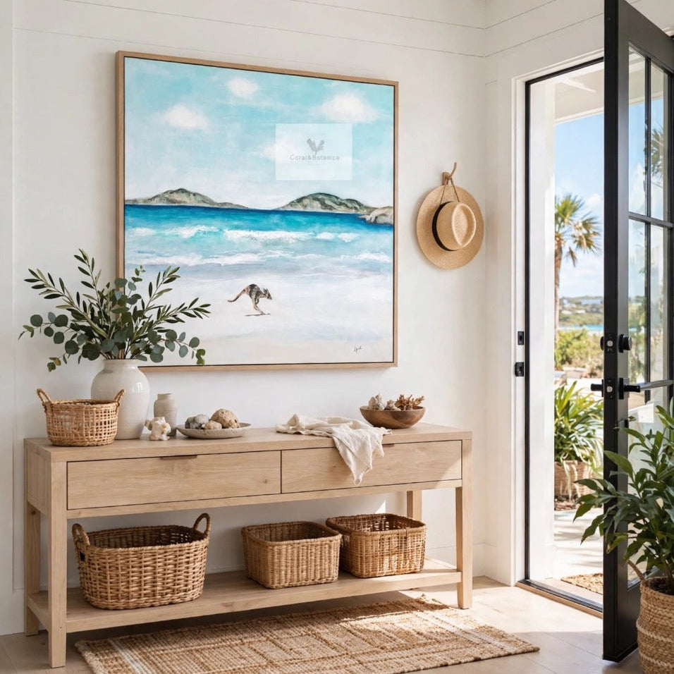 Kangaroo on Sandy Beach, Original Art