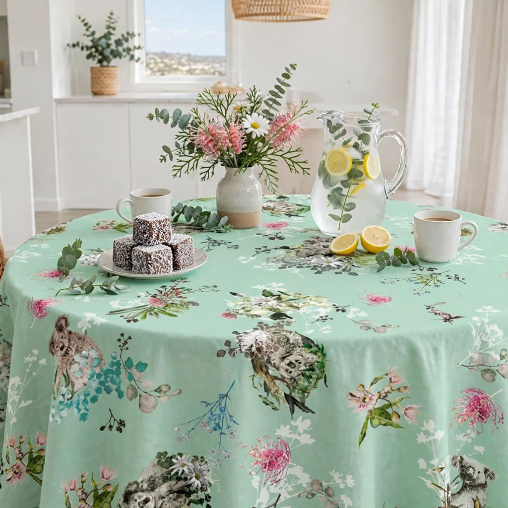 Koala Mint Tablecloth -Round 150cm coming soon (ETA Sept 26)