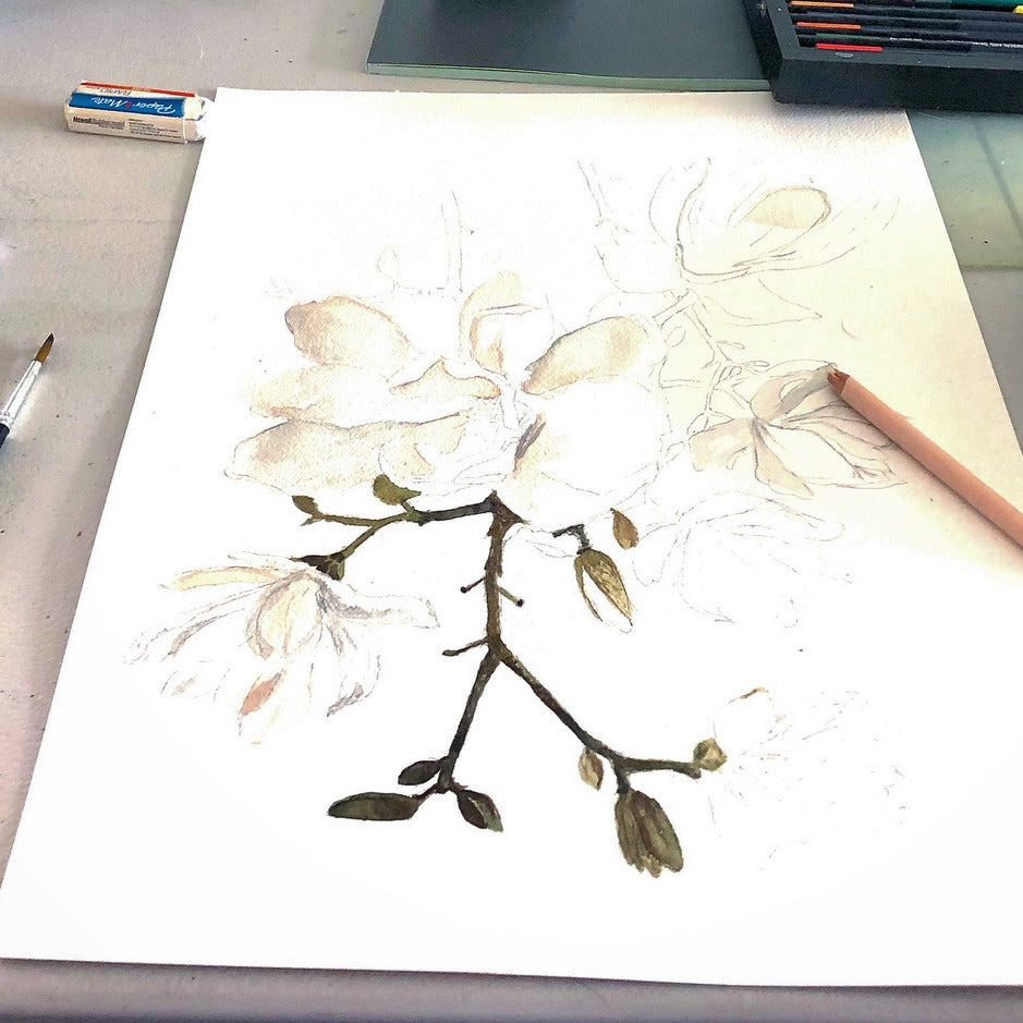 Beige Magnolia Tablecloth - Round