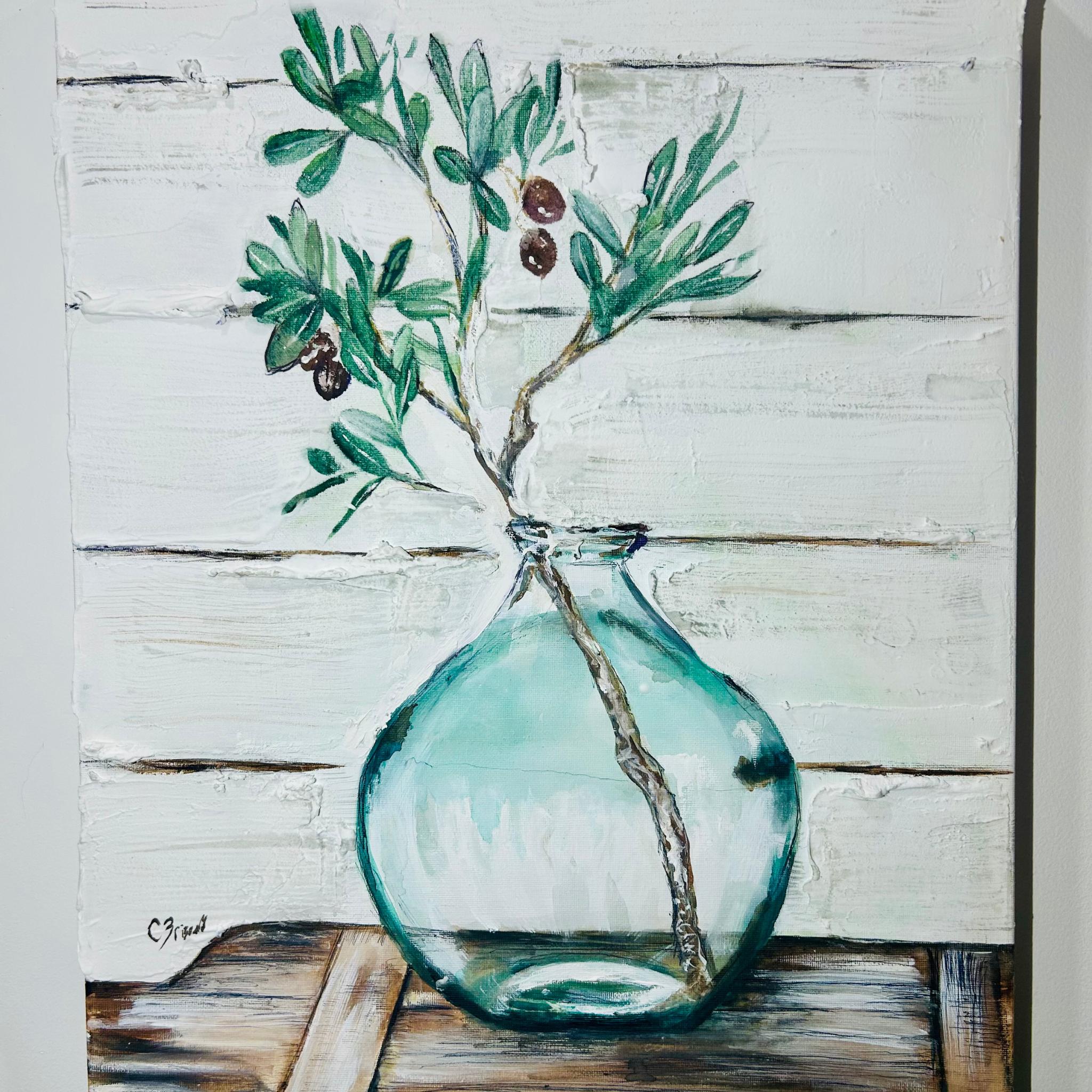 Olive Branch in Vase Artwork