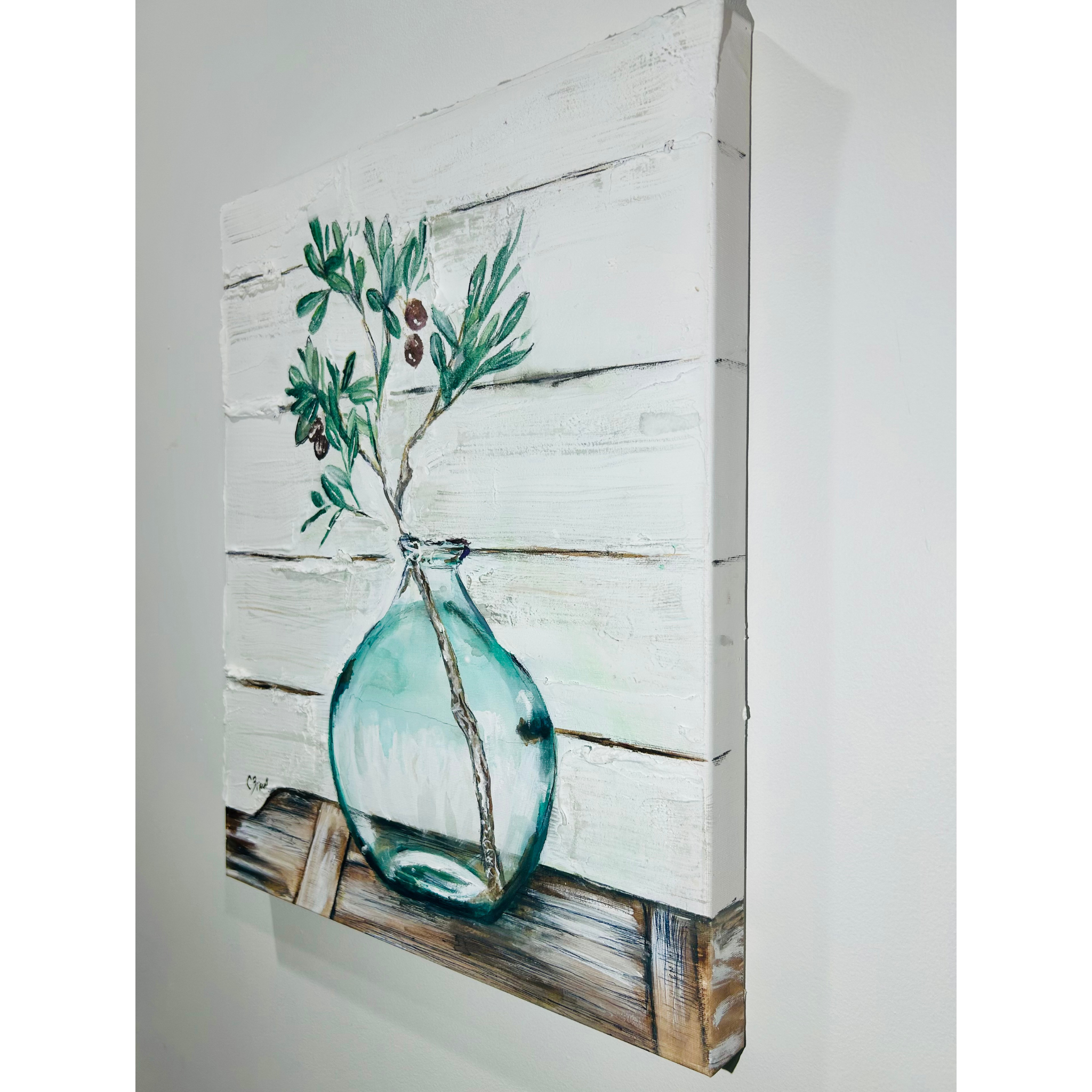 Olive Branch in Vase Artwork
