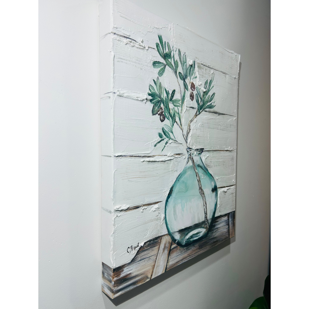 Olive Branch in Vase Artwork