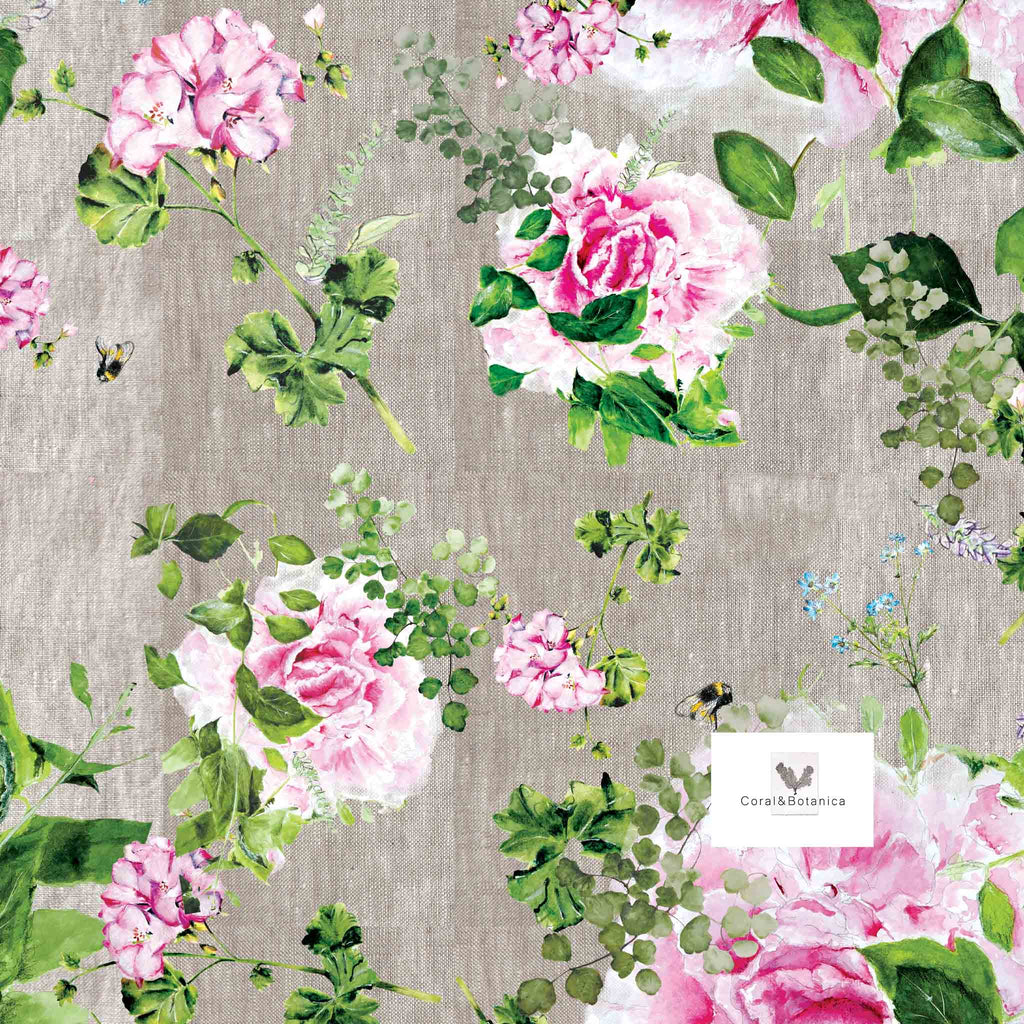 Peony on Linen Tea Towel - coming soon