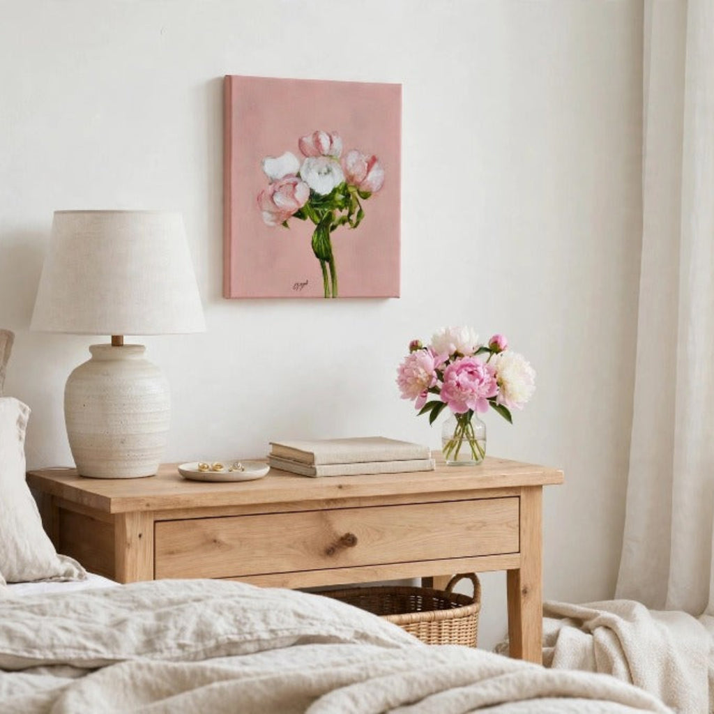 Pink Peony's Original Art on Canvas