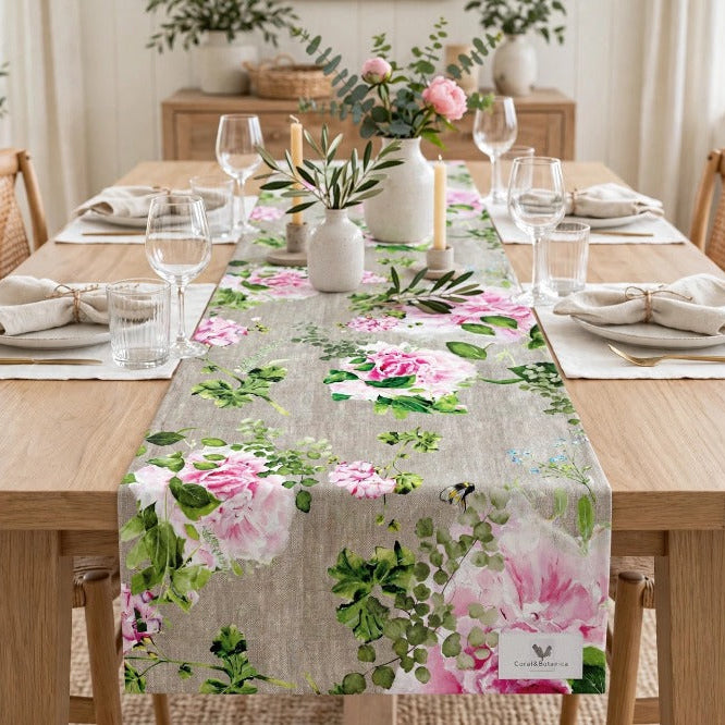 Peony's on Linen Tablecloth -coming soon (ETA Sept 26)