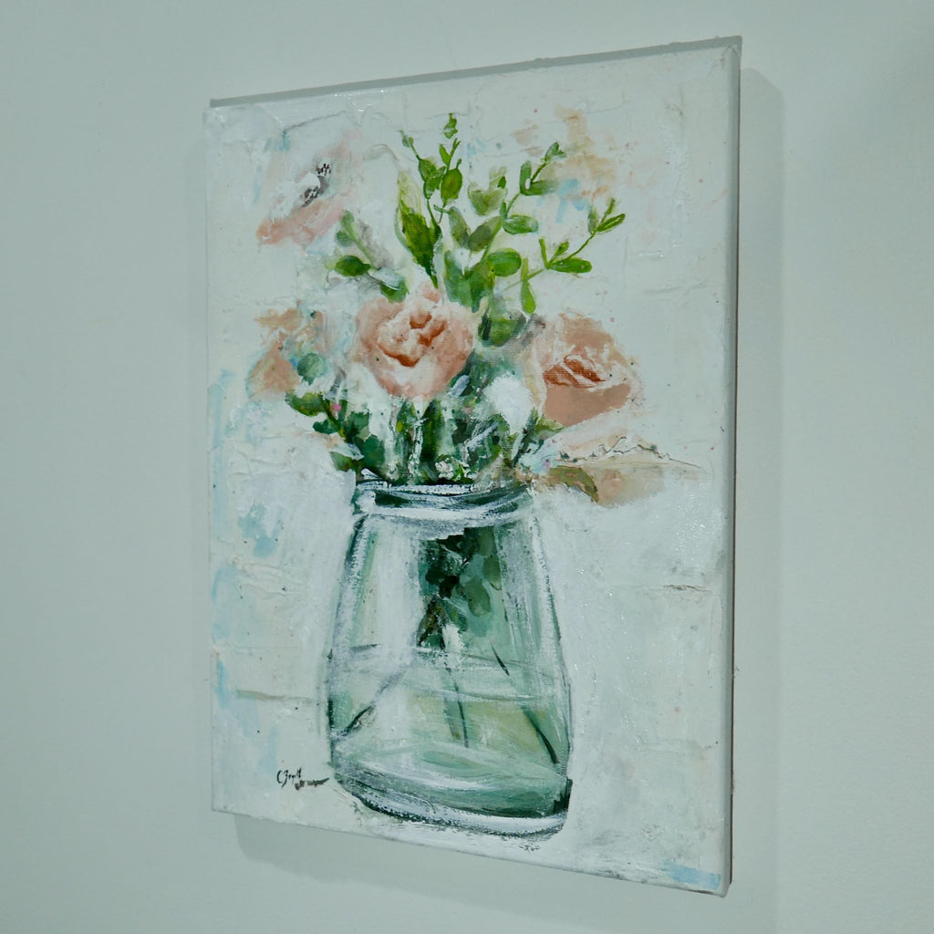 Pink Blooms in Glass Vase Artwork