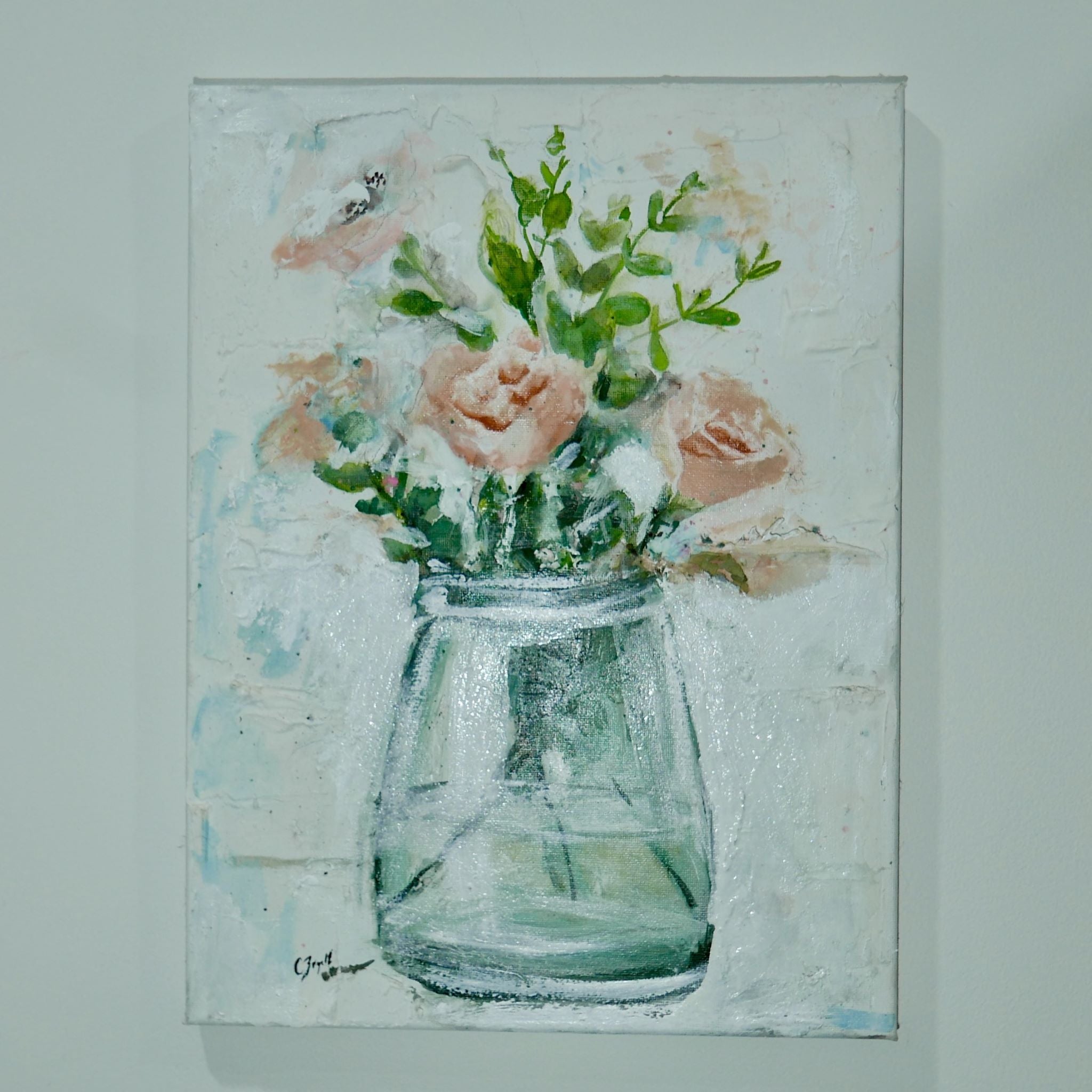 Pink Blooms in Glass Vase Artwork