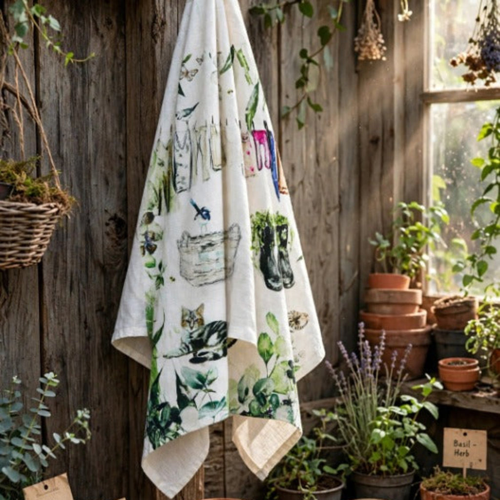 Somewhere in My Garden Tea Towel