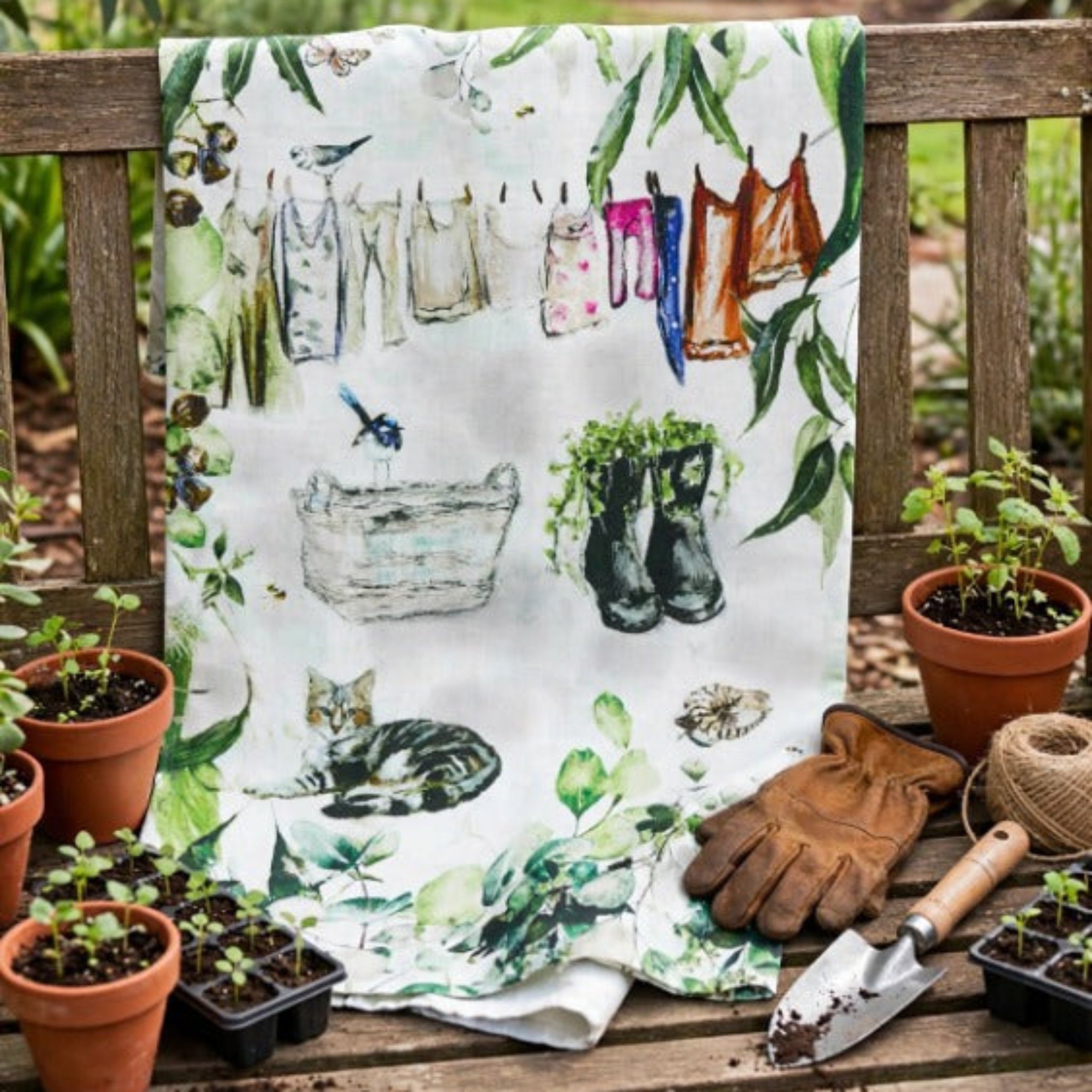 Somewhere in My Garden Tea Towel