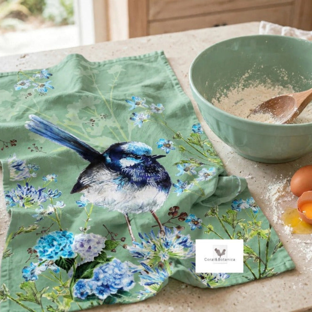 Agapanthus & Fairy Wren Tea Towel - Coming soon (ETA Sept 26)