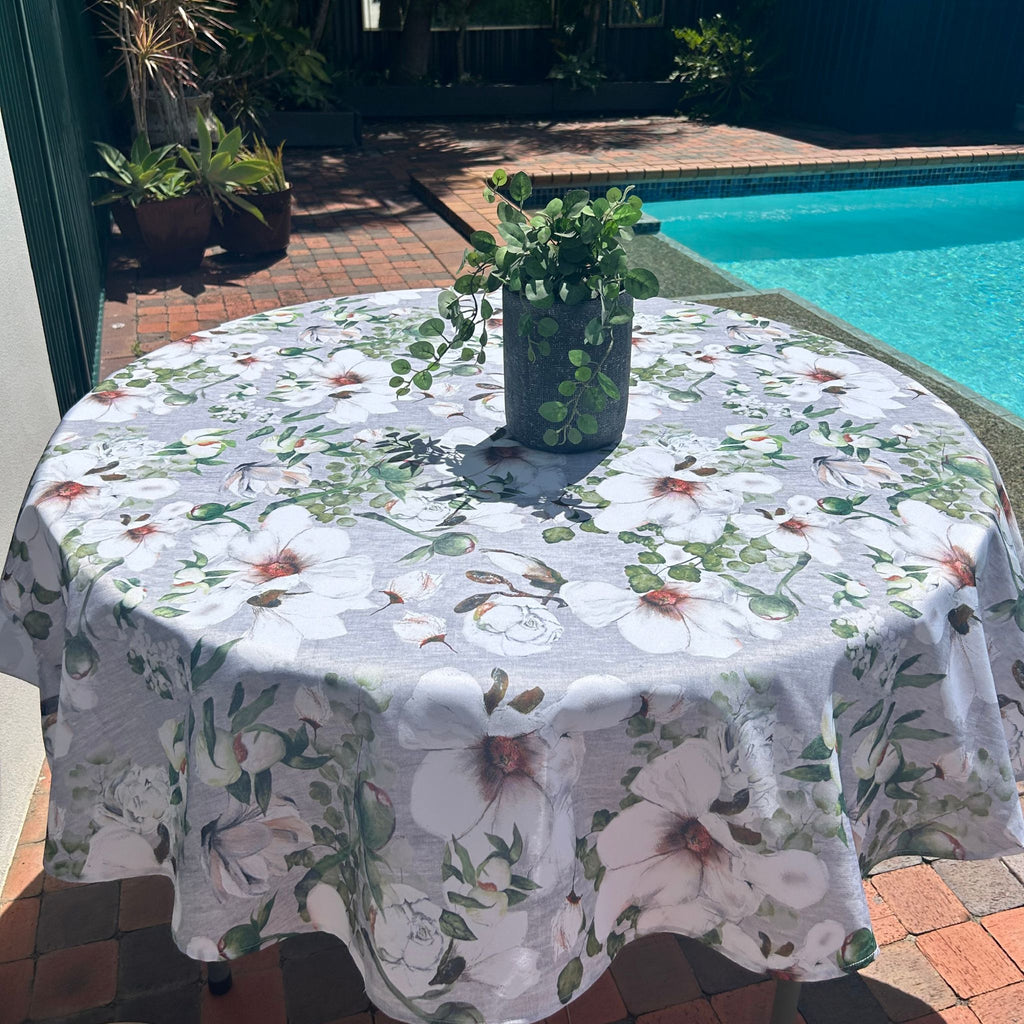 Beige Magnolia Tablecloth - Round